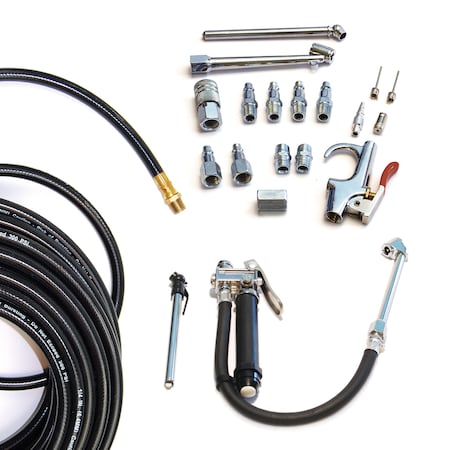 Primefit Inflator + 17PCS kit + 1/4" x 50 Ft PVC Hose IK3001-3